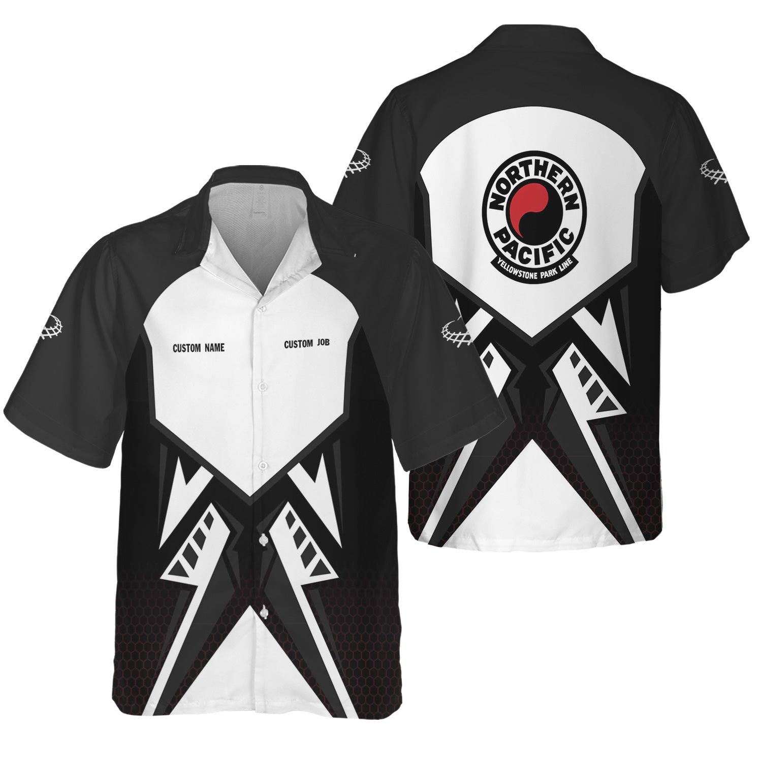 Railspirit Personalized Northern Pacific Railway Hawaiian Shirt Vibriant Style with Custom Position Train Shirt