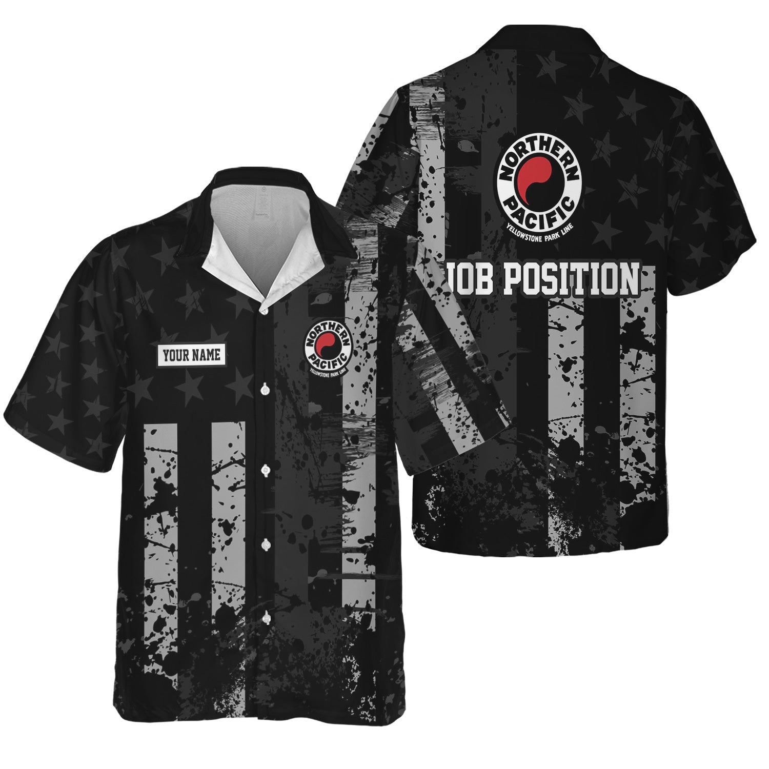 Railspirit Personalized Northern Pacific Railway Hawaiian Shirt Artistic Paint American Flag Style Train Shirt