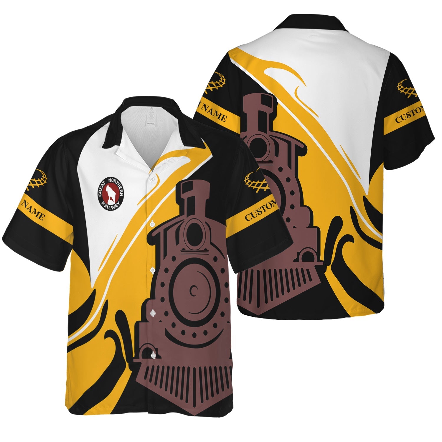 Railspirit Personalized Great Northern Railway Hawaiian Shirt Flame-Inspired Style GNR Shirt Gift Idea For Train Lovers