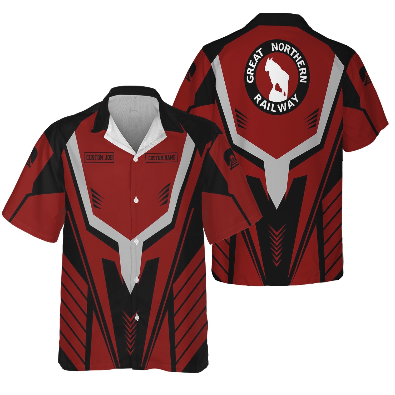 Railspirit Personalized Great Northern Railway Hawaiian Shirt Workwear-Inspired with Custom Position GNR Train Shirt