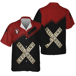 Railspirit Personalized Great Northern Railway Hawaiian Shirt Railroad Crossing Printed Train Track Shirt