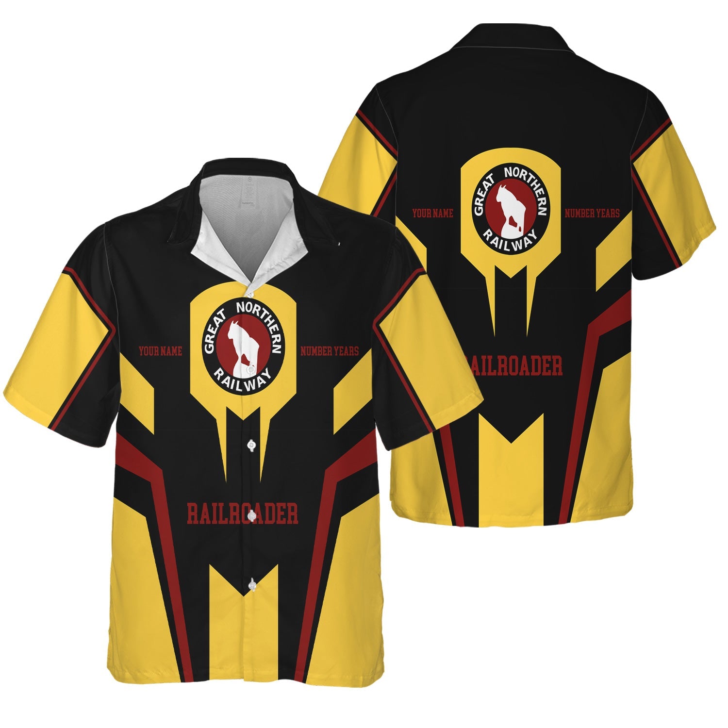 Railspirit Personalized Great Northern Railway Hawaiian Shirt Custom Year Railroader GNR Shirt Gift Idea For Train Lover