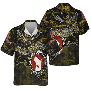 Railspirit Personalized Great Northern Railway Hawaiian Shirt Torn Graphic Style GNR Train Shirt For Rail Junkie