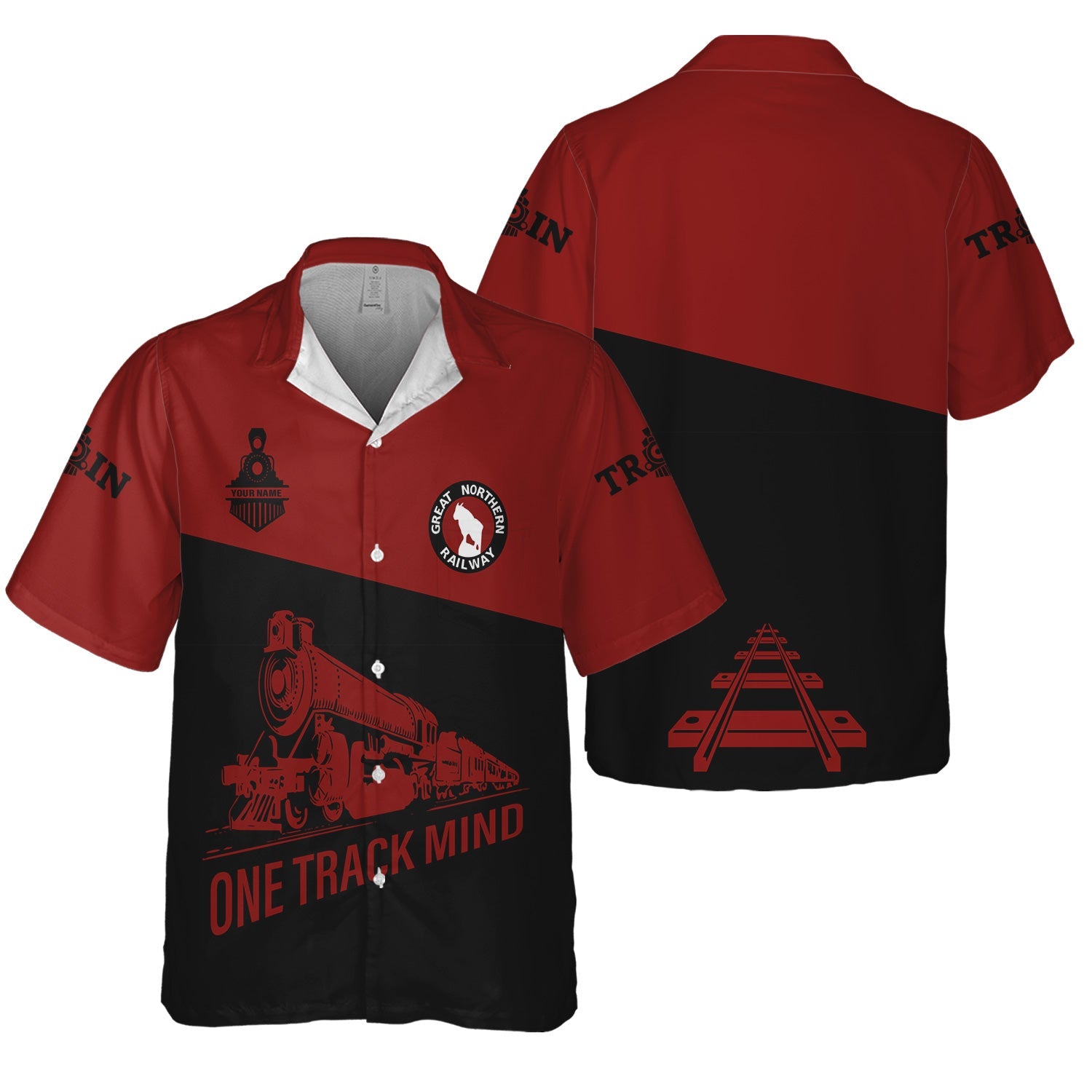 Railspirit Personalized Great Northern Railway Hawaiian Shirt One Track Mind Unisex Train Shirt Gift Idea For Train Lover