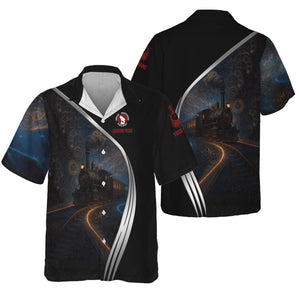 Railspirit Personalized Great Northern Railway Hawaiian Shirt Steampunk Locomotive with Custom Year GNR Train Shirt