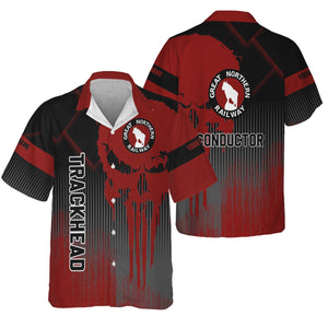 Railspirit Personalized Great Northern Railway Hawaiian Shirt Skull Design with Custom Job GNR Train Shirt for Trackhead Crew