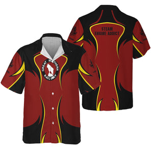 Railspirit Personalized Great Northern Railway Hawaiian Shirt Distinctive Flame Style GNR Shirt For Steam Engine Addict