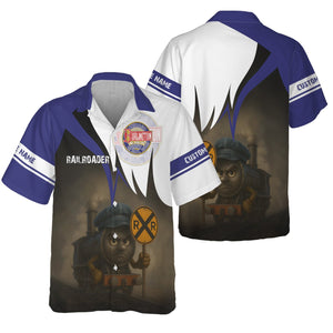 Railspirit Personalized Chicago, Burlington and Quincy Railroad Hawaiian Shirt Angry Train Hawaiian Shirt Gift Idea For Train Lover