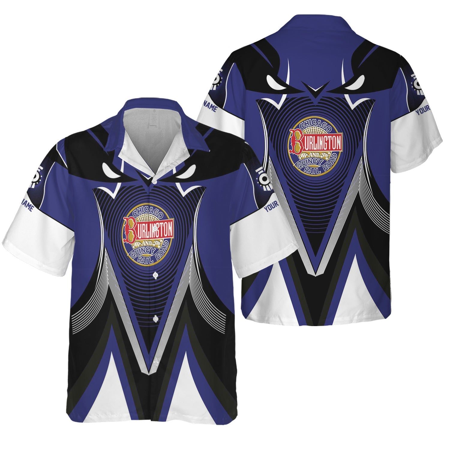 Railspirit Personalized Chicago, Burlington and Quincy Railroad Hawaiian Shirt Vibrant Graphic Pattern Shirt For Train Enthusiasts