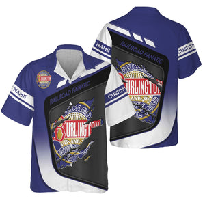 Railspirit Personalized Chicago, Burlington and Quincy Railroad Hawaiian Shirt Ripped Texture Style Train Shirt For Railroad Fanatic