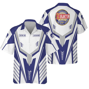 Railspirit Personalized Chicago, Burlington and Quincy Railroad Hawaiian Shirt Workwear-Inspired with Custom Position Train Shirt