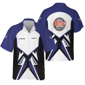 Railspirit Personalized Chicago, Burlington and Quincy Railroad Hawaiian Shirt Vibriant Style with Custom Position Train Shirt