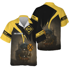 Railspirit Personalized Erie Railroad Hawaiian Shirt Angry Train Hawaiian Shirt Gift Idea For Train Lover