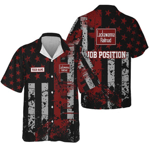 Railspirit Personalized Delaware, Lackawanna and Western Railroad Hawaiian Shirt Artistic Paint American Flag Style DL&W Train Shirt