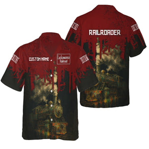 Railspirit Personalized Delaware, Lackawanna and Western Railroad Hawaiian Shirt Vintage Train Art Style DL&W Shirt For Locomotive Fans