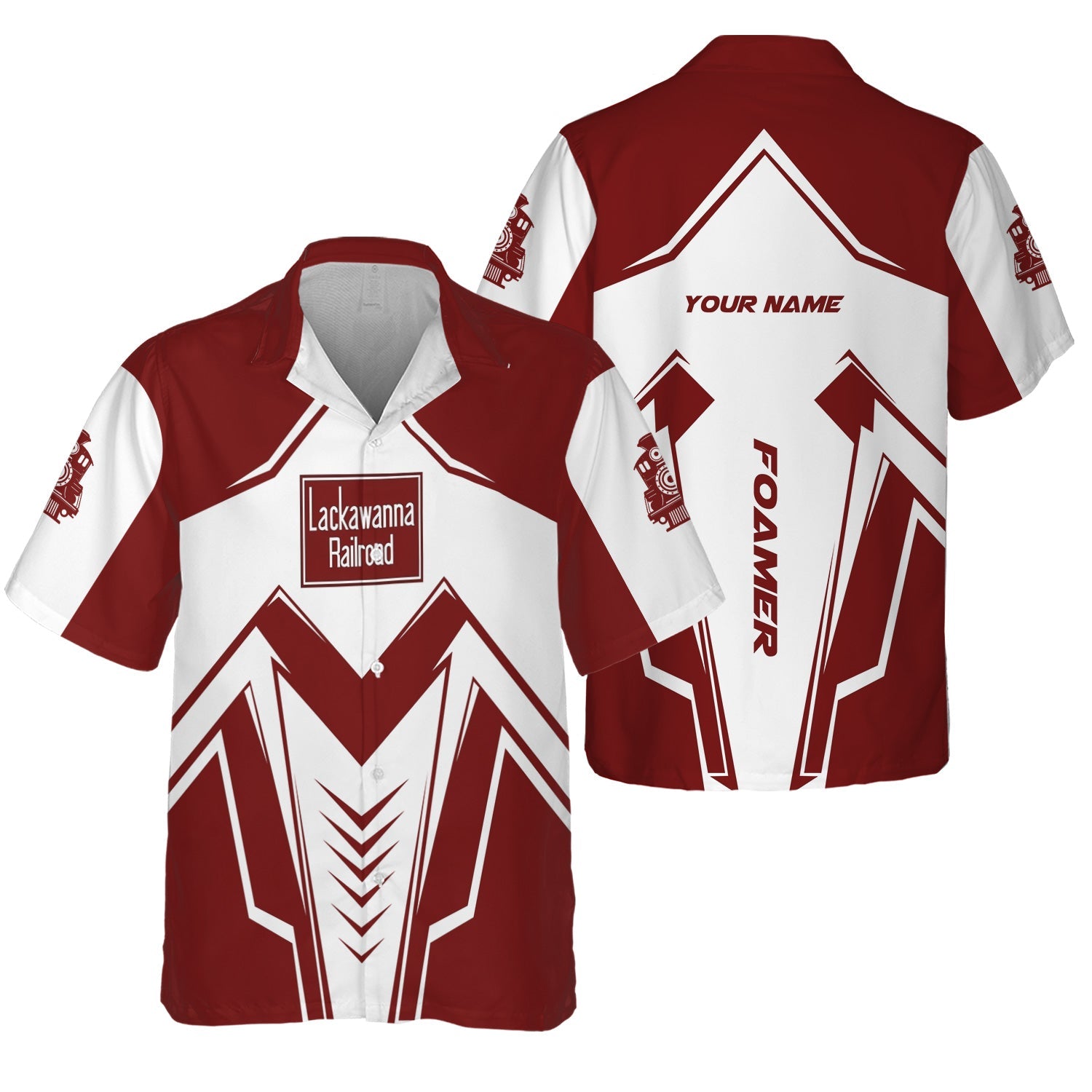 Railspirit Personalized Delaware, Lackawanna and Western Railroad Hawaiian Shirt Railway Trainspotter Style DL&W Shirt Gift Idea For Foamers