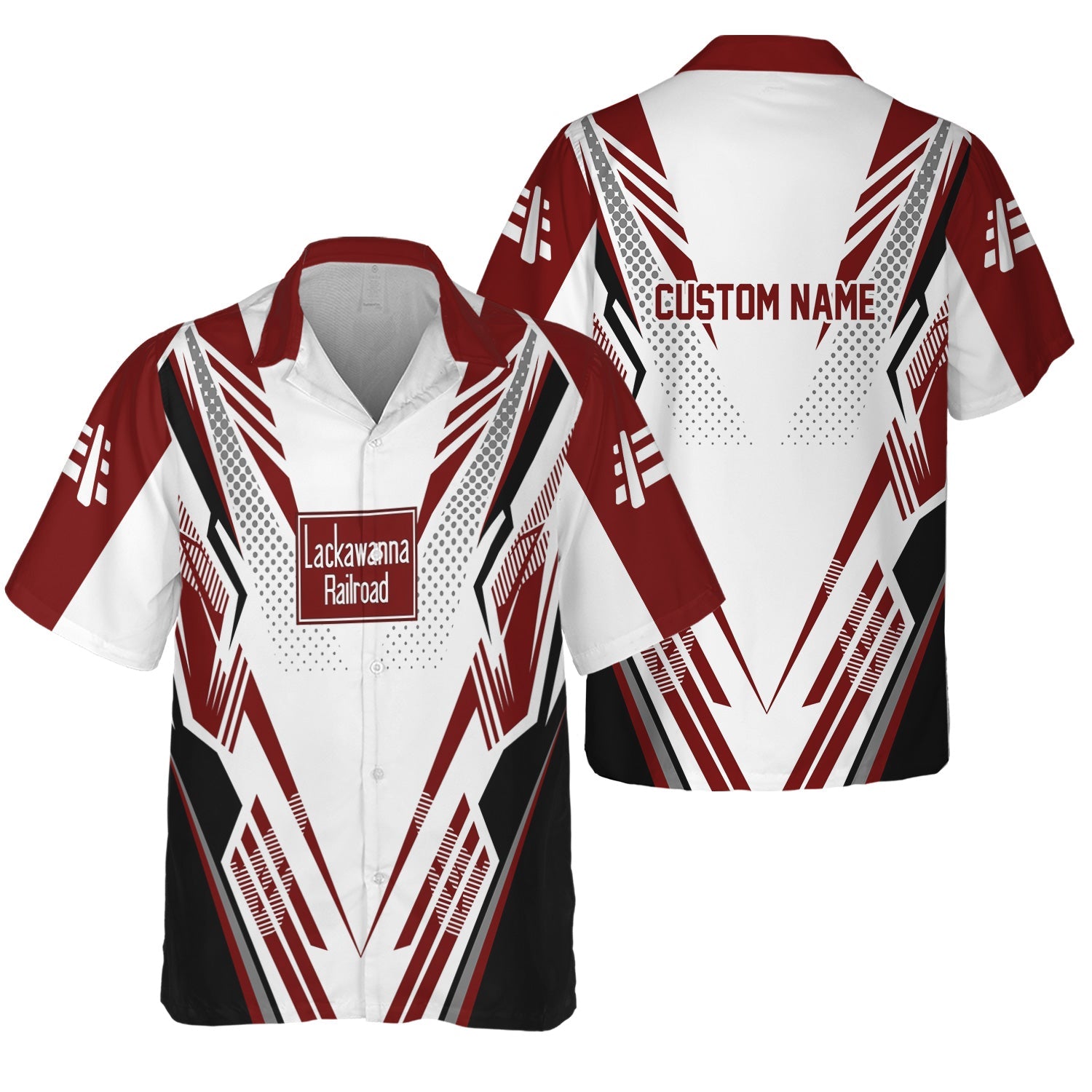 Railspirit Personalized Delaware, Lackawanna and Western Railroad Hawaiian Shirt Railroad Tribute Design DL&W Train Shirt for Train Lovers