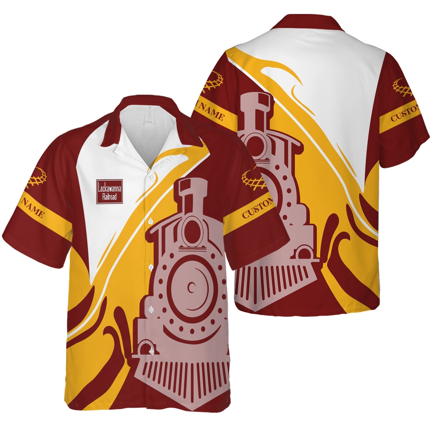 Railspirit Personalized Delaware, Lackawanna and Western Railroad Hawaiian Shirt Flame-Inspired Style DL&W Shirt Gift Idea For Train Lovers