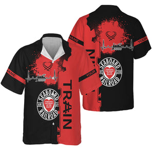 Railspirit Personalized Seaboard Air Line Railroad Hawaiian Shirt Engine Heartbeat and Track Love Style Shirt Gift Idea For Train Lovers