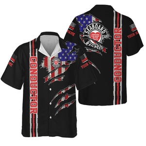 Railspirit Personalized Seaboard Air Line Railroad Hawaiian Shirt USA Flag Claw Art with Custom Job Train Shirt