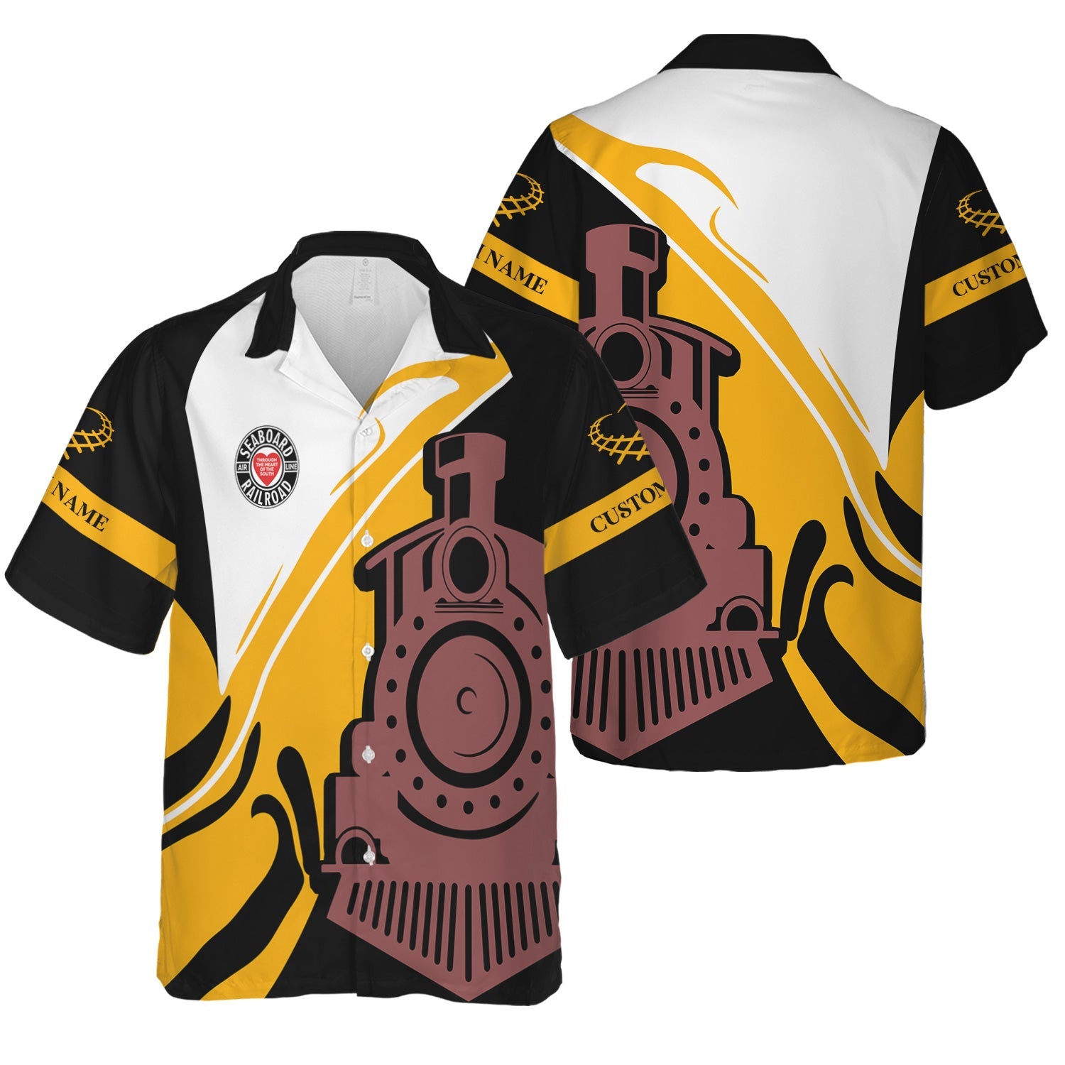 Railspirit Personalized Seaboard Air Line Railroad Hawaiian Shirt Flame-Inspired Style Shirt Gift Idea For Train Lovers