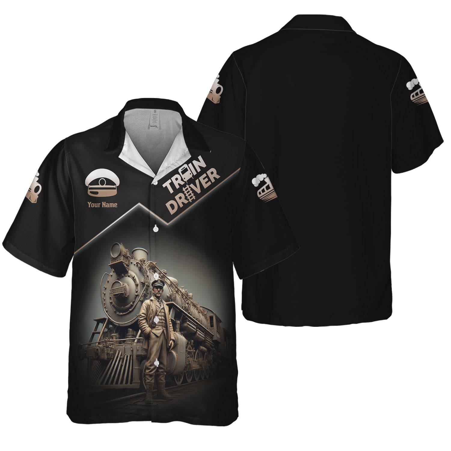 Railspirit Personalized Vintage Steam Train Driver Hawaiian Shirt ��� Railroad Gift for Train Lovers