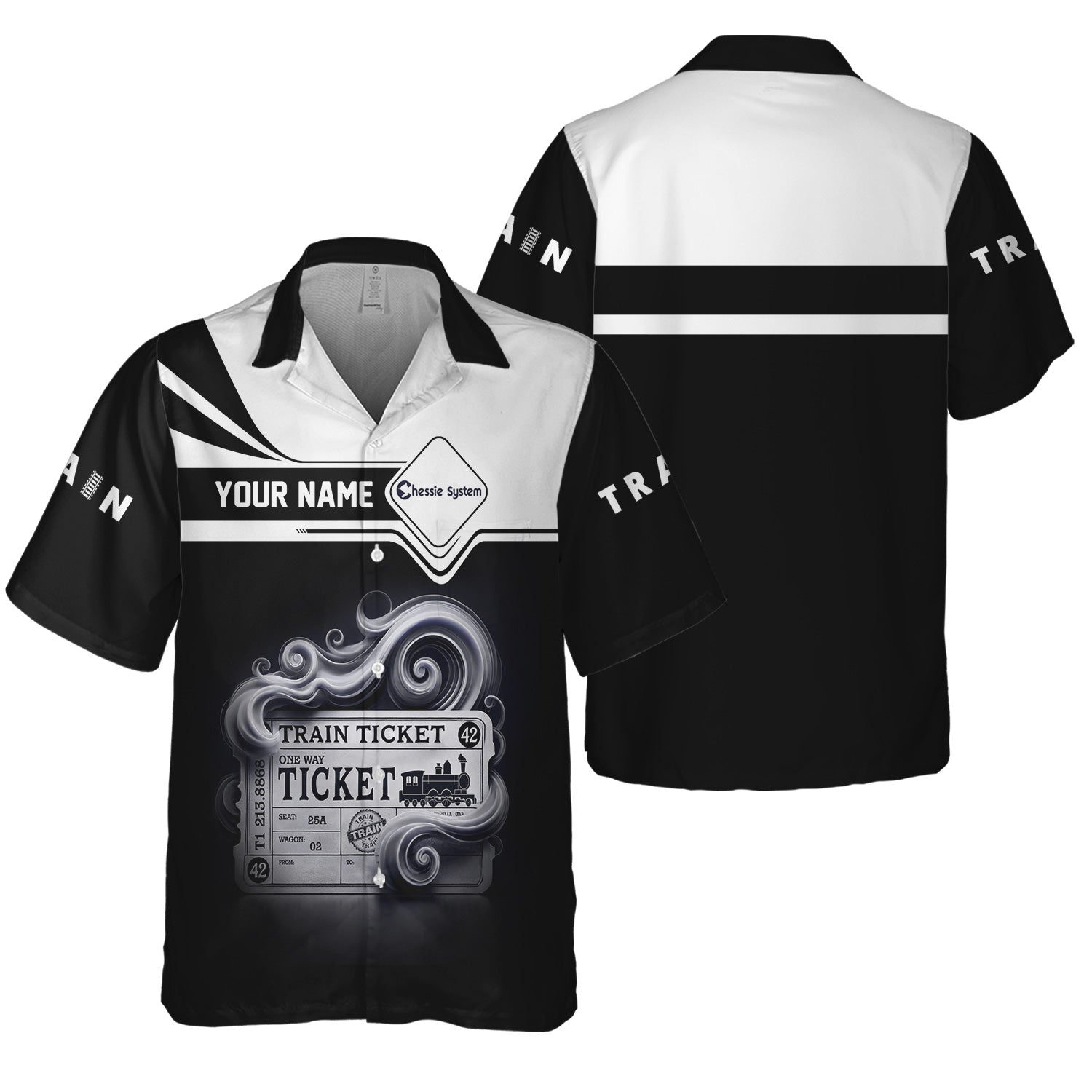 Railspirit Personalized Chessie System Railroad Hawaiian Shirt Train Ticket  American Locomotive Printed Train