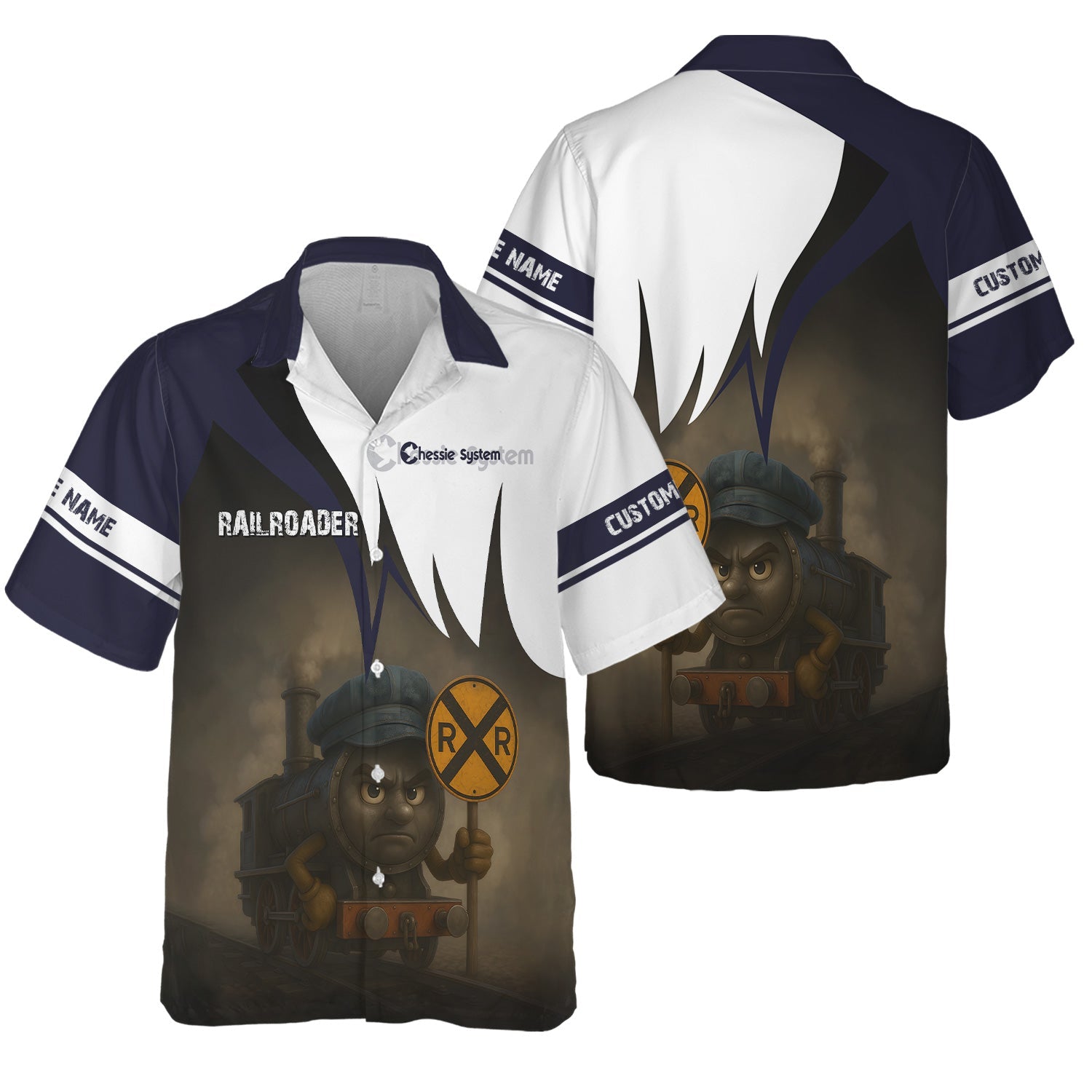 Railspirit Personalized Chessie System Railroad Hawaiian Shirt Angry Train Hawaiian Shirt Gift Idea For Train Lover