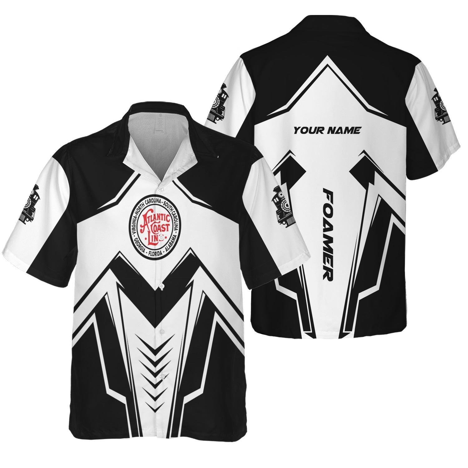 Railspirit Personalized Atlantic Coast Line Railroad Hawaiian Shirt Railway Trainspotter Style Shirt Gift Idea For Foamers