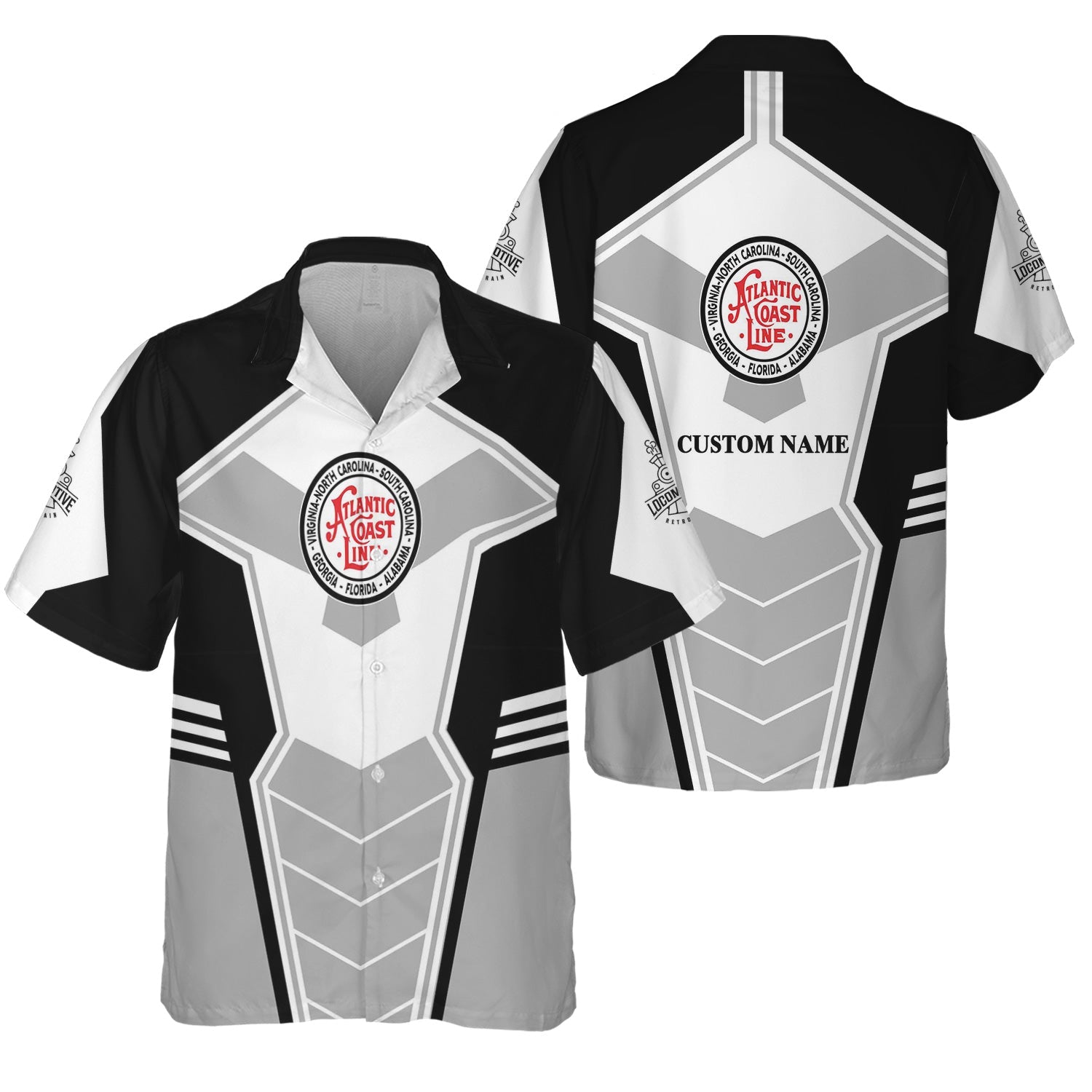 Railspirit Personalized Atlantic Coast Line Railroad Hawaiian Shirt Engine-Inspired Style Train Shirt for Railroad Fanatic