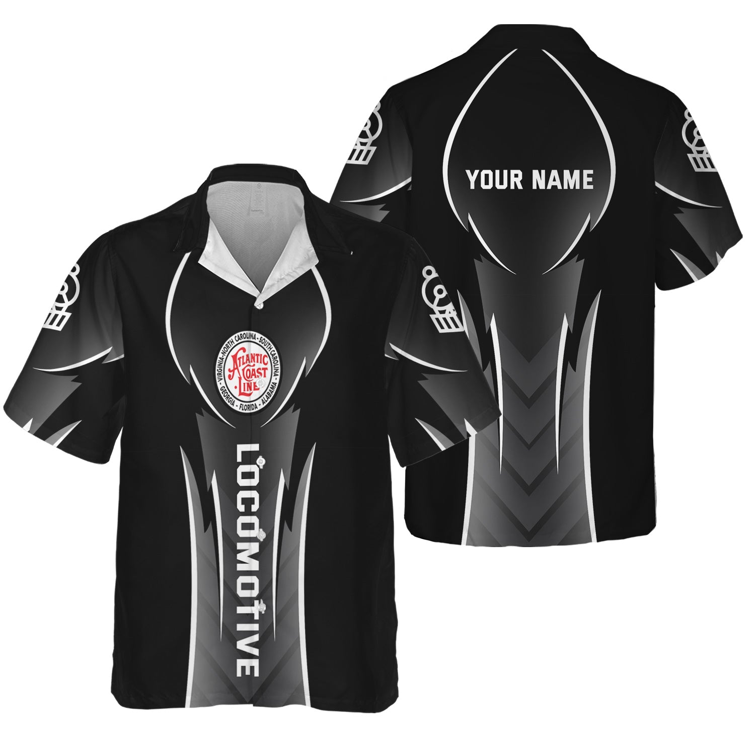 Railspirit Personalized Atlantic Coast Line Railroad Hawaiian Shirt Striking Line Style Train Shirt For Locomotive Lovers