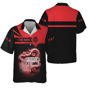 Railspirit Personalized Atlantic Coast Line Railroad Hawaiian Shirt Train Ticket  American Locomotive Printed Train