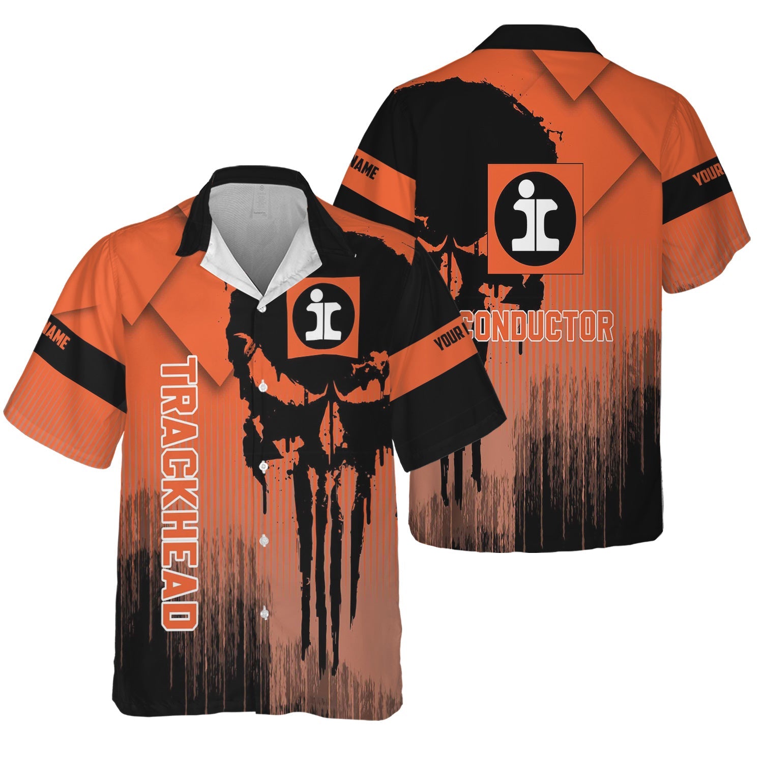 Railspirit Personalized Illinois Central Railroad Hawaiian Shirt Skull Design with Custom Job Train Shirt for Trackhead Crew