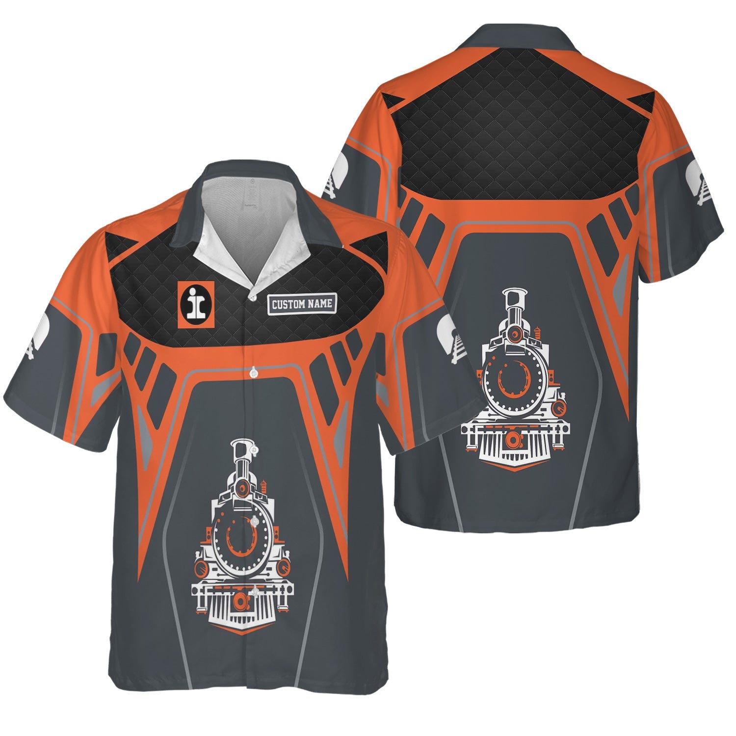 Railspirit Personalized Illinois Central Railroad Hawaiian Shirt Steam Locomotive Engine Graphic Train Shirt All Over Print