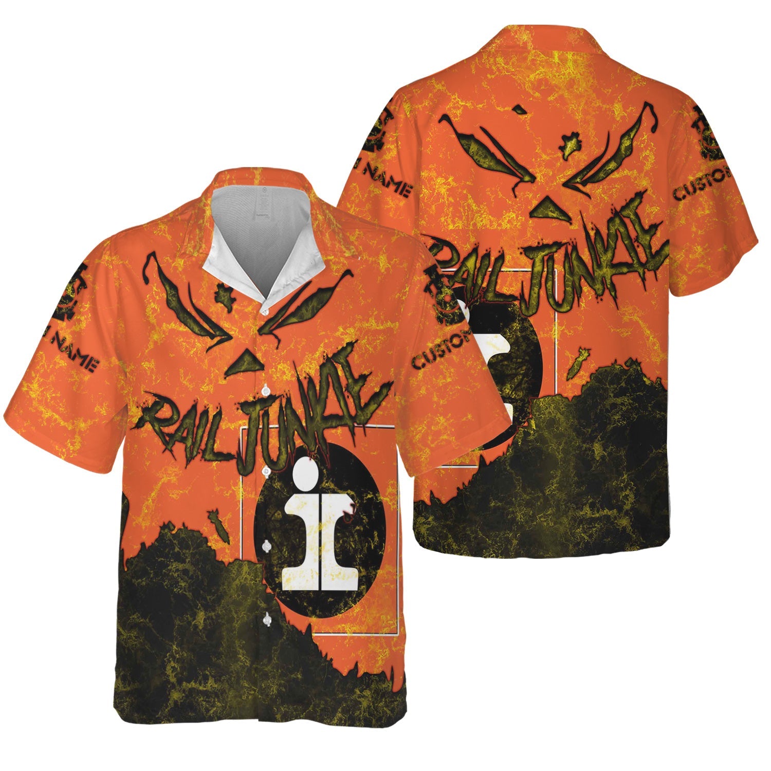 Railspirit Personalized Illinois Central Railroad Hawaiian Shirt Torn Graphic Style Train Shirt For Rail Junkie