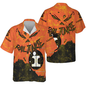 Railspirit Personalized Illinois Central Railroad Hawaiian Shirt Torn Graphic Style Train Shirt For Rail Junkie