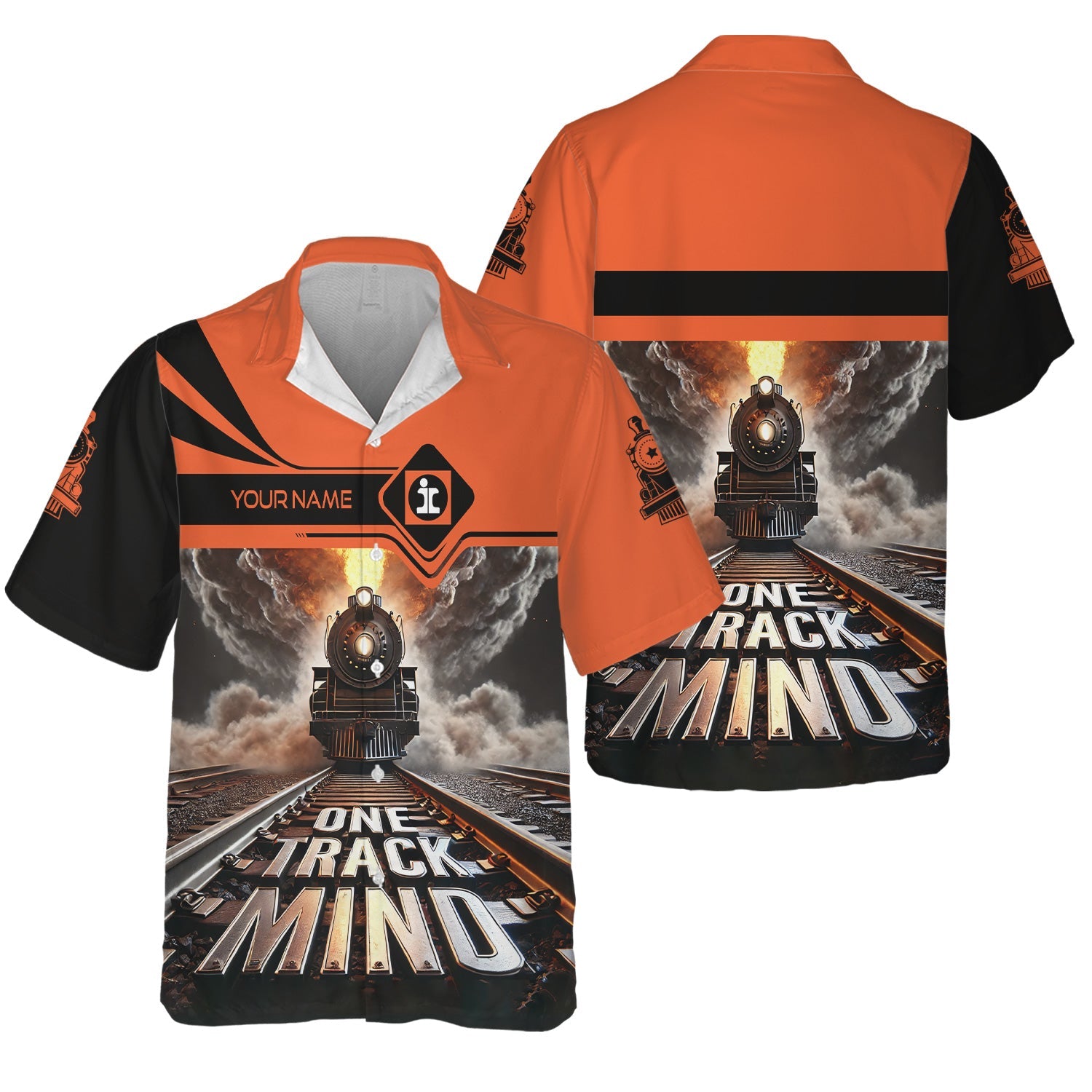 Railspirit Personalized Illinois Central Railroad Hawaiian Shirt One Track Mind Train Printed Shirt