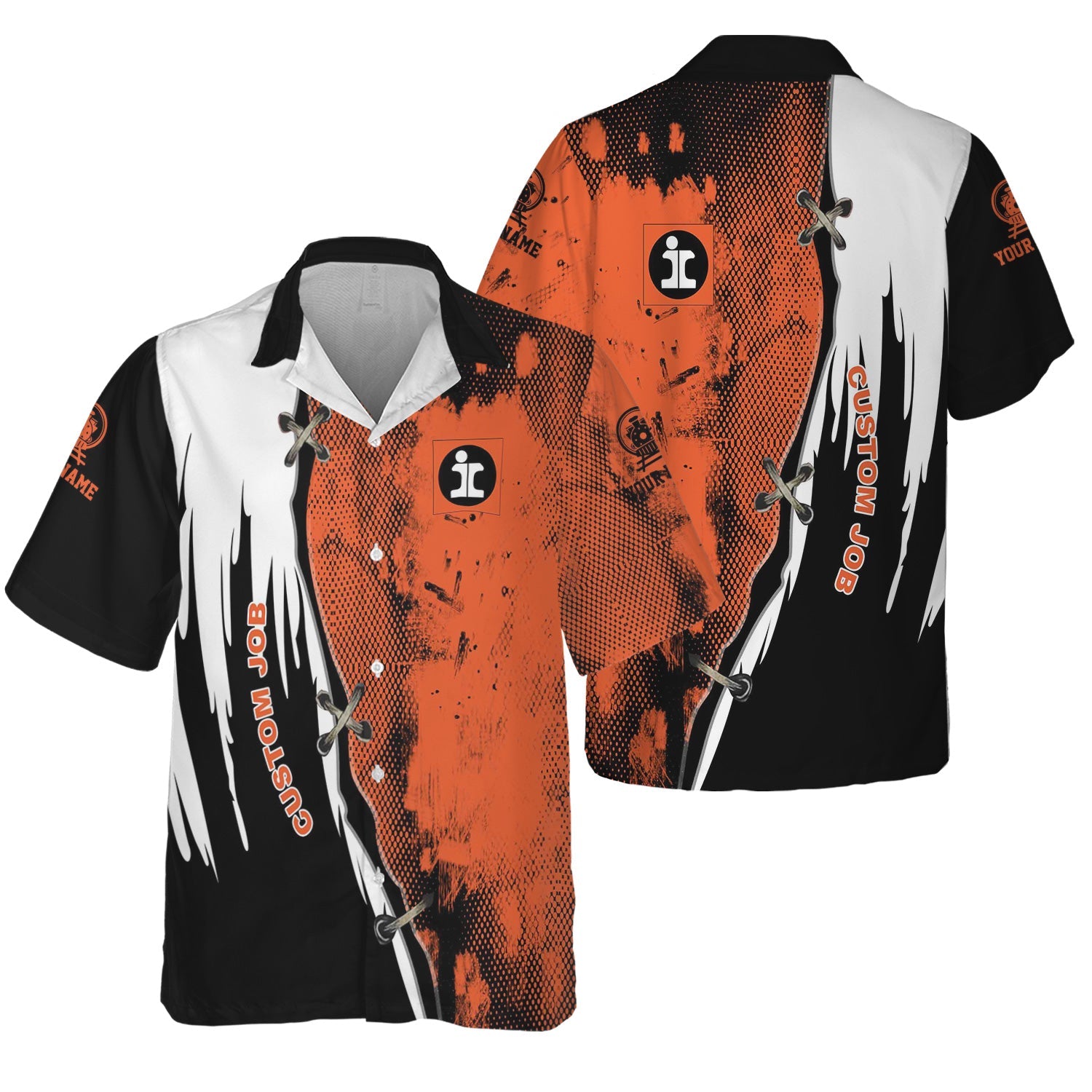 Railspirit Personalized Illinois Central Railroad Hawaiian Shirt Retro Stitches Design with Custom Position Train Shirt