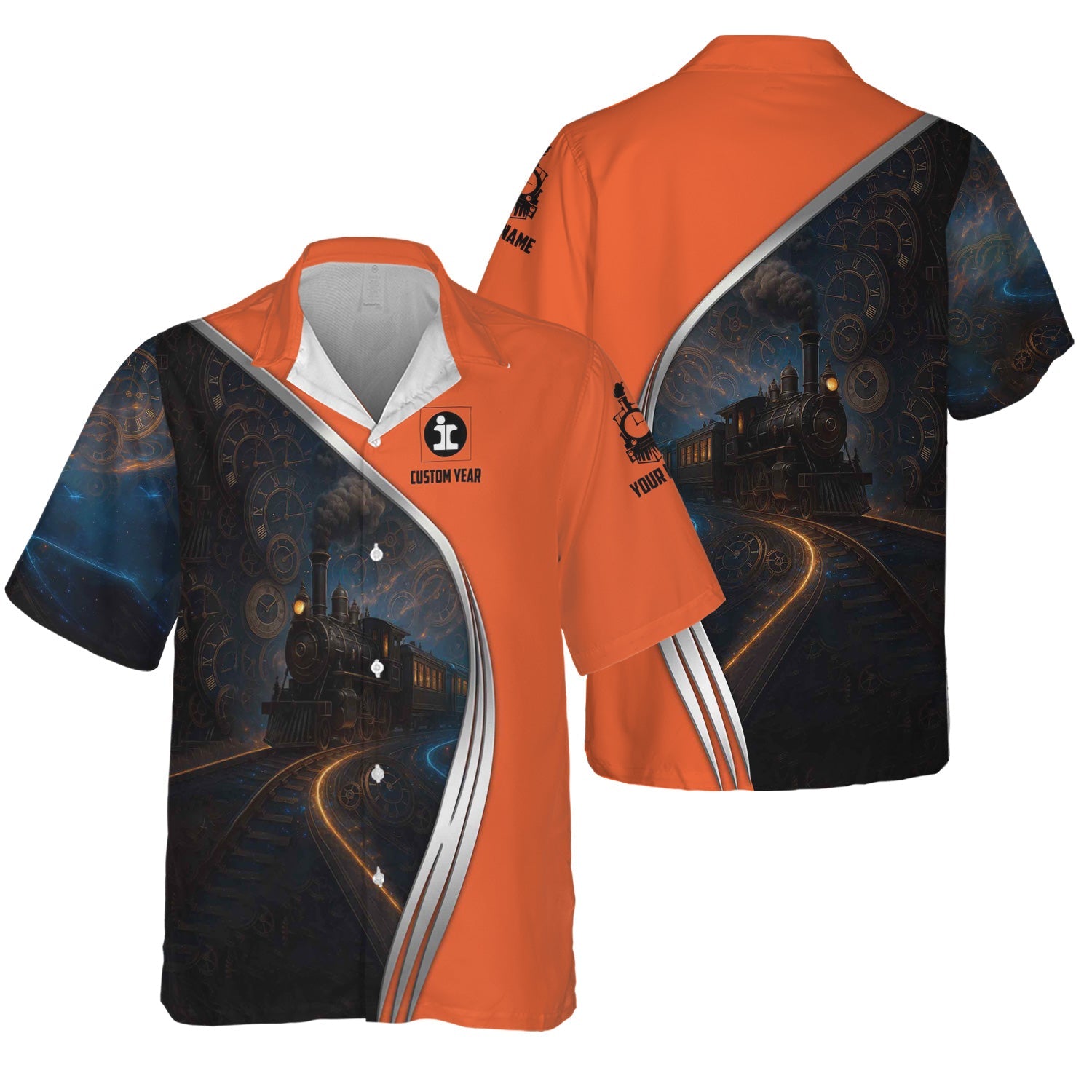 Railspirit Personalized Illinois Central Railroad Hawaiian Shirt Steampunk Locomotive with Custom Year Train Shirt