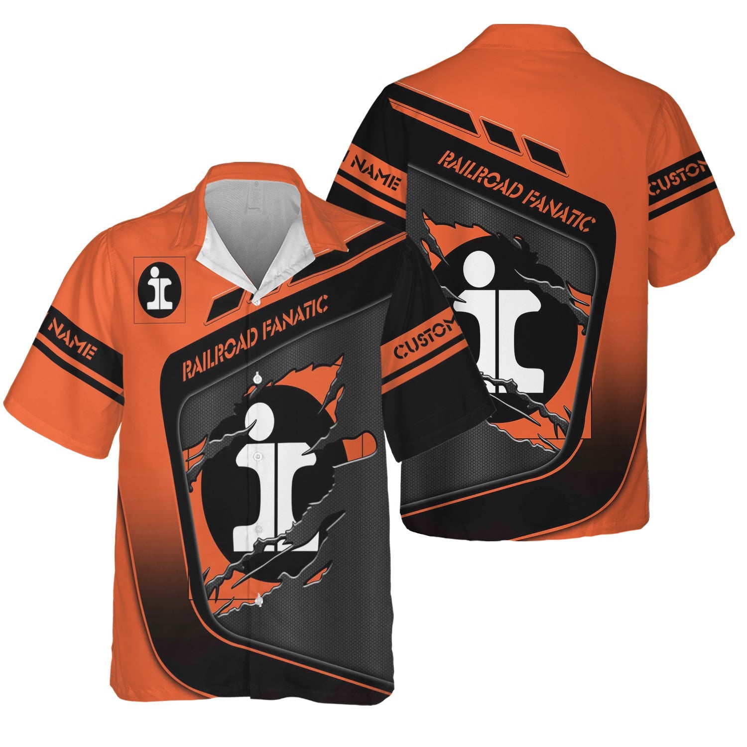 Railspirit Personalized Illinois Central Railroad Hawaiian Shirt Ripped Texture Style Train Shirt For Railroad Fanatic