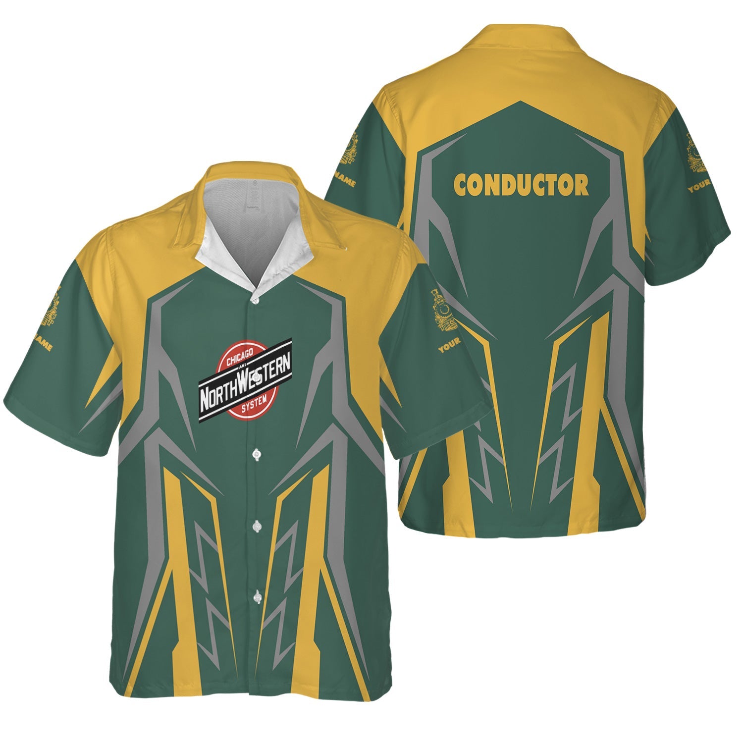 Railspirit Personalized Chicago and North Western Railway Hawaiian Shirt Futuristic Design with Custom Job Train Shirt