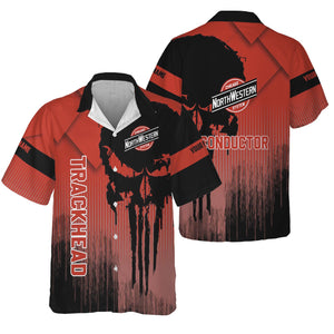 Railspirit Personalized Chicago and North Western Railway Hawaiian Shirt Skull Design with Custom Job Train Shirt for Trackhead Crew
