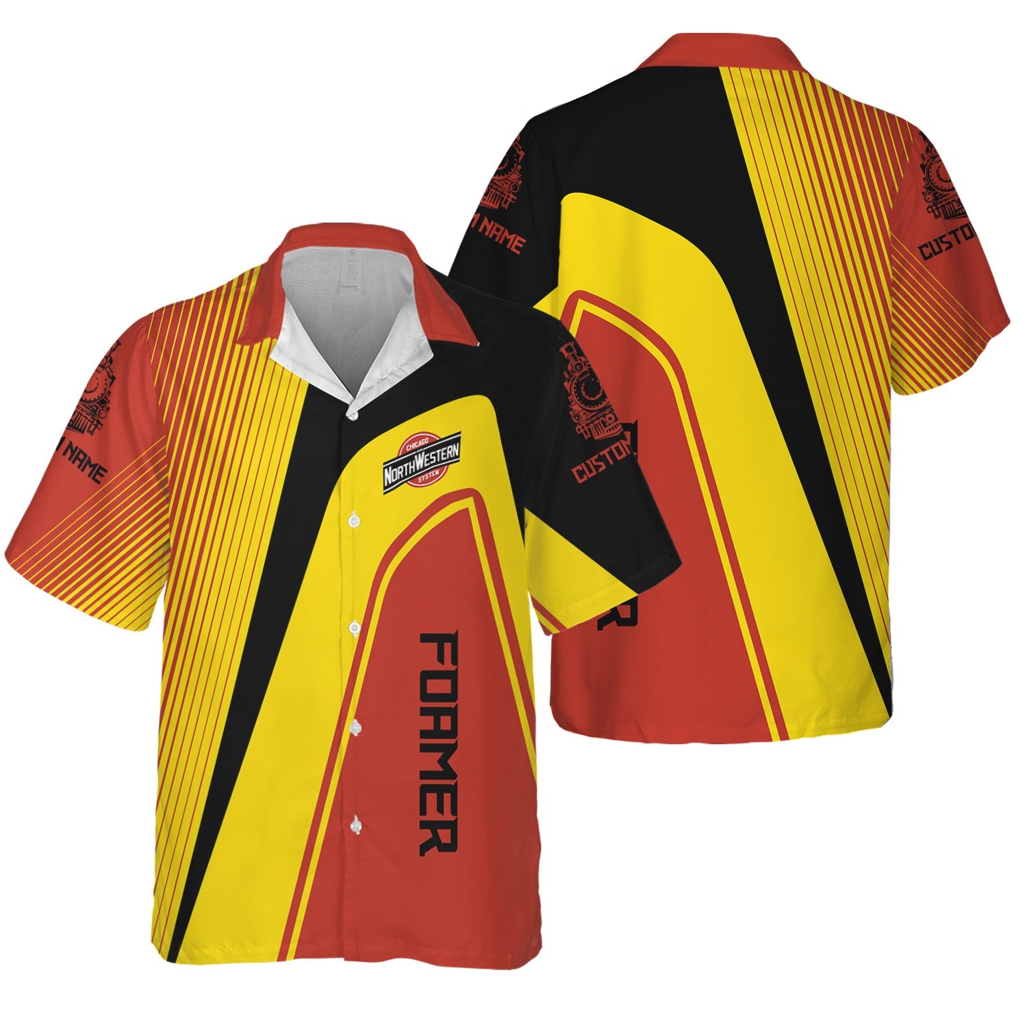 Railspirit Personalized Chicago and North Western Railway Hawaiian Shirt Vibrant Striking Style Shirt For Rail Enthusiasts