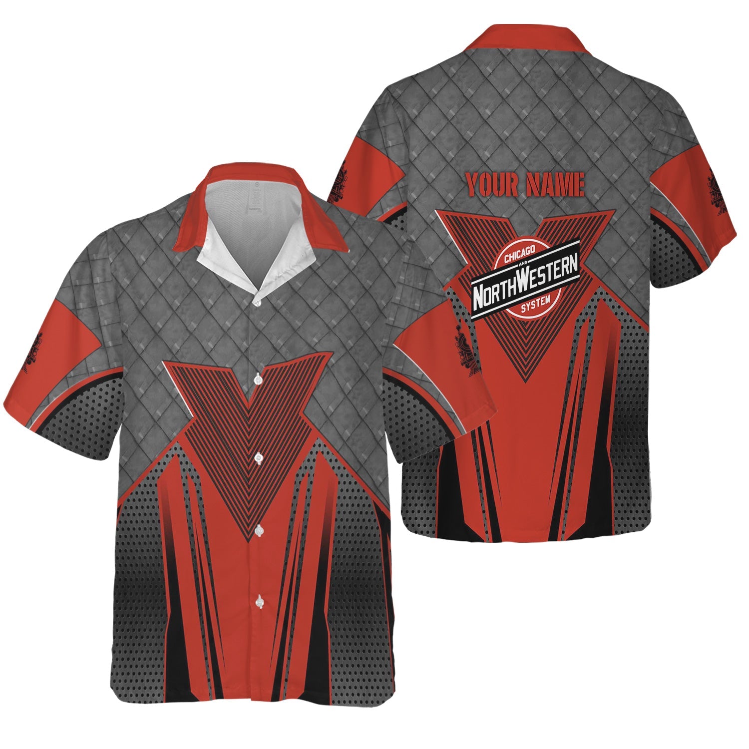 Railspirit Personalized Chicago and North Western Railway Hawaiian Shirt Rugged Steel Vibes Train Shirt All Over Print