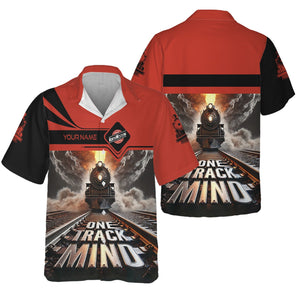 Railspirit Personalized Chicago and North Western Railway Hawaiian Shirt One Track Mind Train Printed Shirt