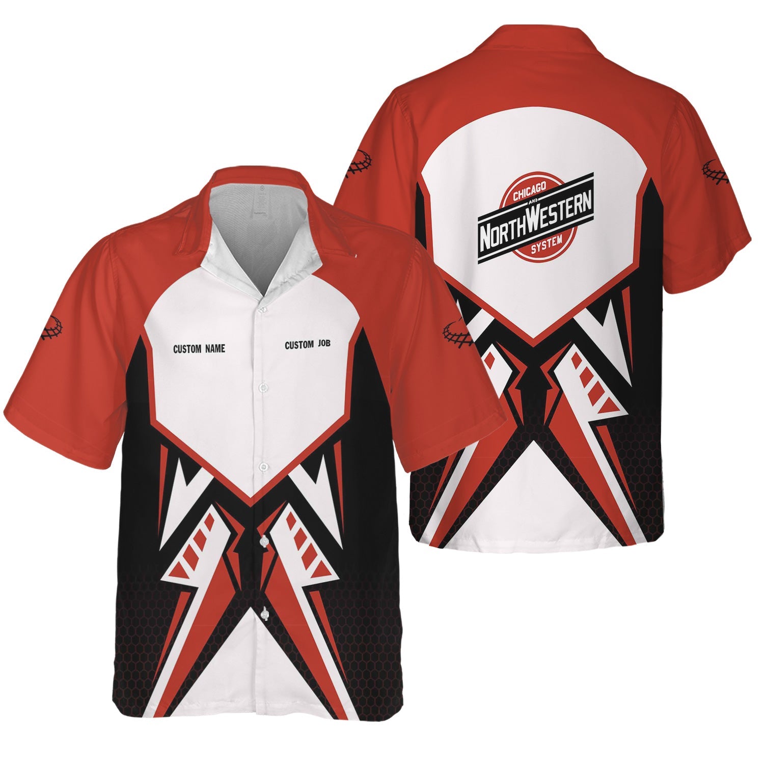 Railspirit Personalized Chicago and North Western Railway Hawaiian Shirt Vibriant Style with Custom Position Train Shirt