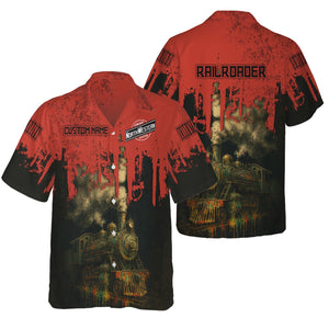 Railspirit Personalized Chicago and North Western Railway Hawaiian Shirt Vintage Train Art Style Shirt For Locomotive Fans