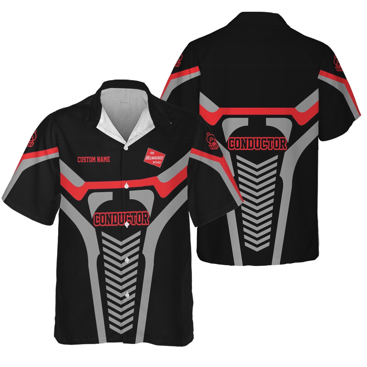 Railspirit Personalized Chicago, Milwaukee, St. Paul and Pacific Railroad Hawaiian Shirt Track-Inspired with Custom Job Milwaukee Road Train Shirt