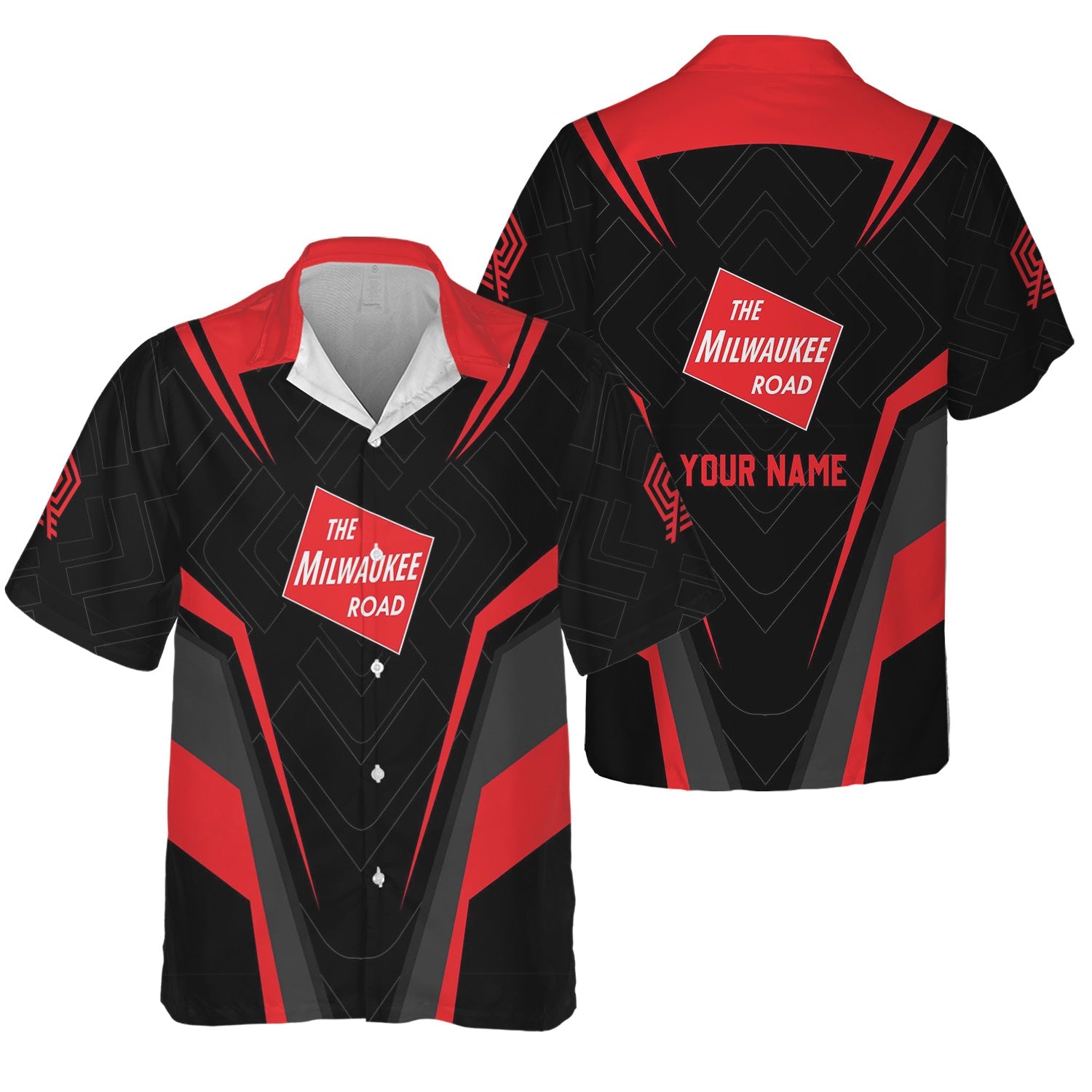Railspirit Personalized Chicago, Milwaukee, St. Paul and Pacific Railroad Hawaiian Shirt Railway Inspired Apparel Milwaukee Road Train Shirt