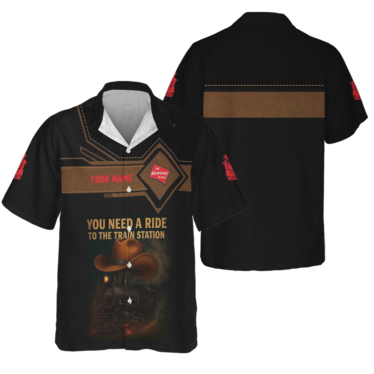 Railspirit Personalized Chicago, Milwaukee, St. Paul and Pacific Railroad Hawaiian Shirt You Need A Ride To The Train Station Milwaukee Road Shirt